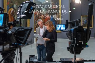 Tournage du MOOC au Louvre avec Sébastien Daucé